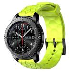 For Samsung Gear S3 Frontier 22mm Football Pattern Solid Color Silicone Watch Band(Lime Green)
