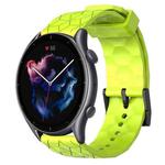 For Amazfit GTR 3 22mm Football Pattern Solid Color Silicone Watch Band(Lime Green)