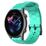 For Amazfit GTR 3 22mm Football Pattern Solid Color Silicone Watch Band(Teal)