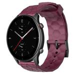 For Amazfit GTR 2e 22mm Football Pattern Solid Color Silicone Watch Band(Wine Red)