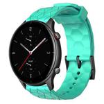 For Amazfit GTR 2e 22mm Football Pattern Solid Color Silicone Watch Band(Teal)