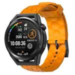 For Huawei Watch GT Runner 22mm Football Pattern Solid Color Silicone Watch Band(Yellow)