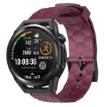 For Huawei Watch GT Runner 22mm Football Pattern Solid Color Silicone Watch Band(Wine Red)