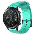 For Honor Magic Watch 2 46mm 22mm Football Pattern Solid Color Silicone Watch Band(Teal)