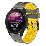 For Garmin Forerunner255 22mm Perforated Two-Color Silicone Watch Band(Grey+Yellow)