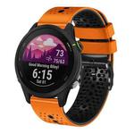 For Garmin Forerunner 255 music 22mm Perforated Two-Color Silicone Watch Band(Orange+Black)