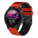 For Garmin Forerunner 255 music 22mm Perforated Two-Color Silicone Watch Band(Red+Black)