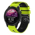 For Garmin Forerunner 255 music 22mm Perforated Two-Color Silicone Watch Band(Lime+Black)