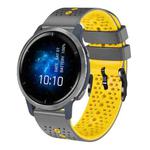 For Garmin Venu 2 22mm Perforated Two-Color Silicone Watch Band(Grey+Yellow)