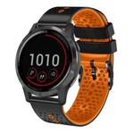 For Garmin vivoactive 4 22mm Perforated Two-Color Silicone Watch Band(Black+Orange)