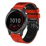 For Garmin vivoactive 4 22mm Perforated Two-Color Silicone Watch Band(Red+Black)