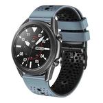 For Samsung Galaxy Watch3 45mm 22mm Perforated Two-Color Silicone Watch Band(Blue+Black)