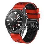For Samsung Galaxy Watch3 45mm 22mm Perforated Two-Color Silicone Watch Band(Red+Black)