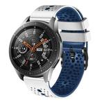 For Samsung Galaxy Watch 46mm 22mm Perforated Two-Color Silicone Watch Band(White+Blue)