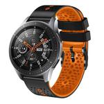For Samsung Galaxy Watch 46mm 22mm Perforated Two-Color Silicone Watch Band(Black+Orange)