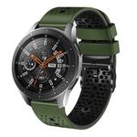 For Samsung Galaxy Watch 46mm 22mm Perforated Two-Color Silicone Watch Band(Army Green+Black)