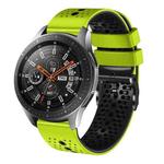 For Samsung Galaxy Watch 46mm 22mm Perforated Two-Color Silicone Watch Band(Lime+Black)