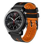 For Samsung Gear S3 Frontier 22mm Perforated Two-Color Silicone Watch Band(Black+Orange)