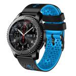 For Samsung Gear S3 Frontier 22mm Perforated Two-Color Silicone Watch Band(Black+Blue)