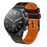 For Xiaomi MI Watch S1 22mm Perforated Two-Color Silicone Watch Band(Black+Orange)