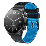 For Xiaomi MI Watch S1 22mm Perforated Two-Color Silicone Watch Band(Black+Blue)