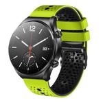 For Xiaomi MI Watch S1 22mm Perforated Two-Color Silicone Watch Band(Lime+Black)