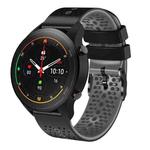 For Xiaomi MI Watch S1 Pro 22mm Perforated Two-Color Silicone Watch Band(Black+Grey)