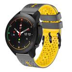 For Xiaomi MI Watch S1 Pro 22mm Perforated Two-Color Silicone Watch Band(Grey+Yellow)