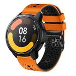 For Xiaomi MI Watch S1 Active 22mm Perforated Two-Color Silicone Watch Band(Orange+Black)