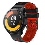 For Xiaomi MI Watch S1 Active 22mm Perforated Two-Color Silicone Watch Band(Black+Red)