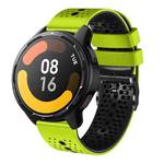 For Xiaomi MI Watch S1 Active 22mm Perforated Two-Color Silicone Watch Band(Lime+Black)