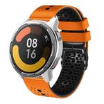 For Xiaomi MI Watch Color 2 22mm Perforated Two-Color Silicone Watch Band(Orange+Black)