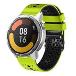 For Xiaomi MI Watch Color 2 22mm Perforated Two-Color Silicone Watch Band(Lime+Black)