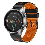 For Xiaomi MI Watch Color 22mm Perforated Two-Color Silicone Watch Band(Black+Orange)