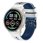 For Xiaomi MI Watch Sport 22mm Perforated Two-Color Silicone Watch Band(White+Blue)
