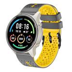 For Xiaomi MI Watch Sport 22mm Perforated Two-Color Silicone Watch Band(Grey+Yellow)