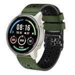 For Xiaomi MI Watch Sport 22mm Perforated Two-Color Silicone Watch Band(Army Green+Black)
