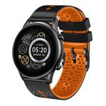 For Xiaomi Haylou RT2 LS10 22mm Perforated Two-Color Silicone Watch Band(Black+Orange)
