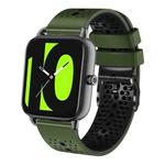 For Xiaomi Haylou RS4 LS12 22mm Perforated Two-Color Silicone Watch Band(Army Green+Black)