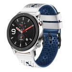 For Amazfit GTR 4 22mm Perforated Two-Color Silicone Watch Band(White+Blue)