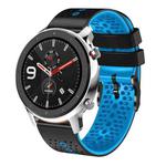 For Amazfit GTR 4 22mm Perforated Two-Color Silicone Watch Band(Black+Blue)