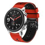 For Amazfit GTR 4 22mm Perforated Two-Color Silicone Watch Band(Red+Black)