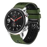 For Amazfit GTR 4 22mm Perforated Two-Color Silicone Watch Band(Army Green+Black)