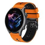 For Amazfit GTR 3 Pro 22mm Perforated Two-Color Silicone Watch Band(Orange+Black)