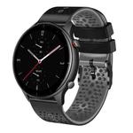 For Amazfit GTR 2e 22mm Perforated Two-Color Silicone Watch Band(Black+Grey)