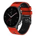 For Amazfit GTR 2e 22mm Perforated Two-Color Silicone Watch Band(Red+Black)