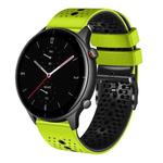 For Amazfit GTR 2e 22mm Perforated Two-Color Silicone Watch Band(Lime+Black)