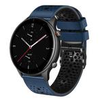 For Amazfit GTR 2e 22mm Perforated Two-Color Silicone Watch Band(Midnight Blue+Black)