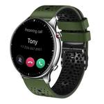 For Amazfit GTR 2 22mm Perforated Two-Color Silicone Watch Band(Army Green+Black)