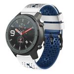 For Amazfit GTR 47mm 22mm Perforated Two-Color Silicone Watch Band(White+Blue)